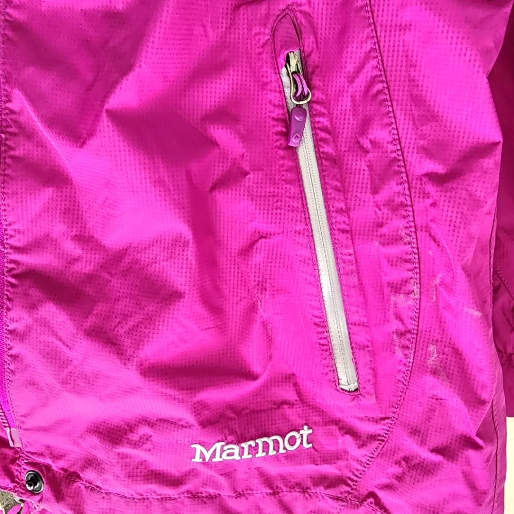 Marmot Womens Membrain Windbreaker Rain Jacket Hood Fuschia Purple Size Medium - Picture 6 of 12